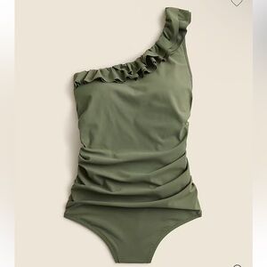 NWT J. Crew Matte ruffle one-shoulder one-piece swimsuit Plus Size 18